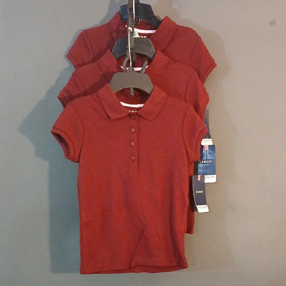 3pk NWT IZOD Approved Schoolwear Burgundy Polo Shirt Size: XXS 4/5 Girls